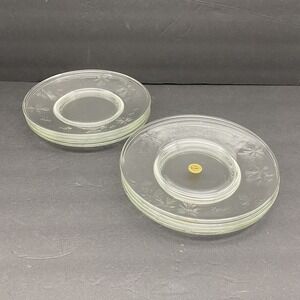 VTG Susquehanna Clear Starburst Lunch Plates Set 8 Hand Cut Atomic MCM 8" Retro